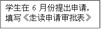 学生在6月份提出申请，填写《走读申请审批表》